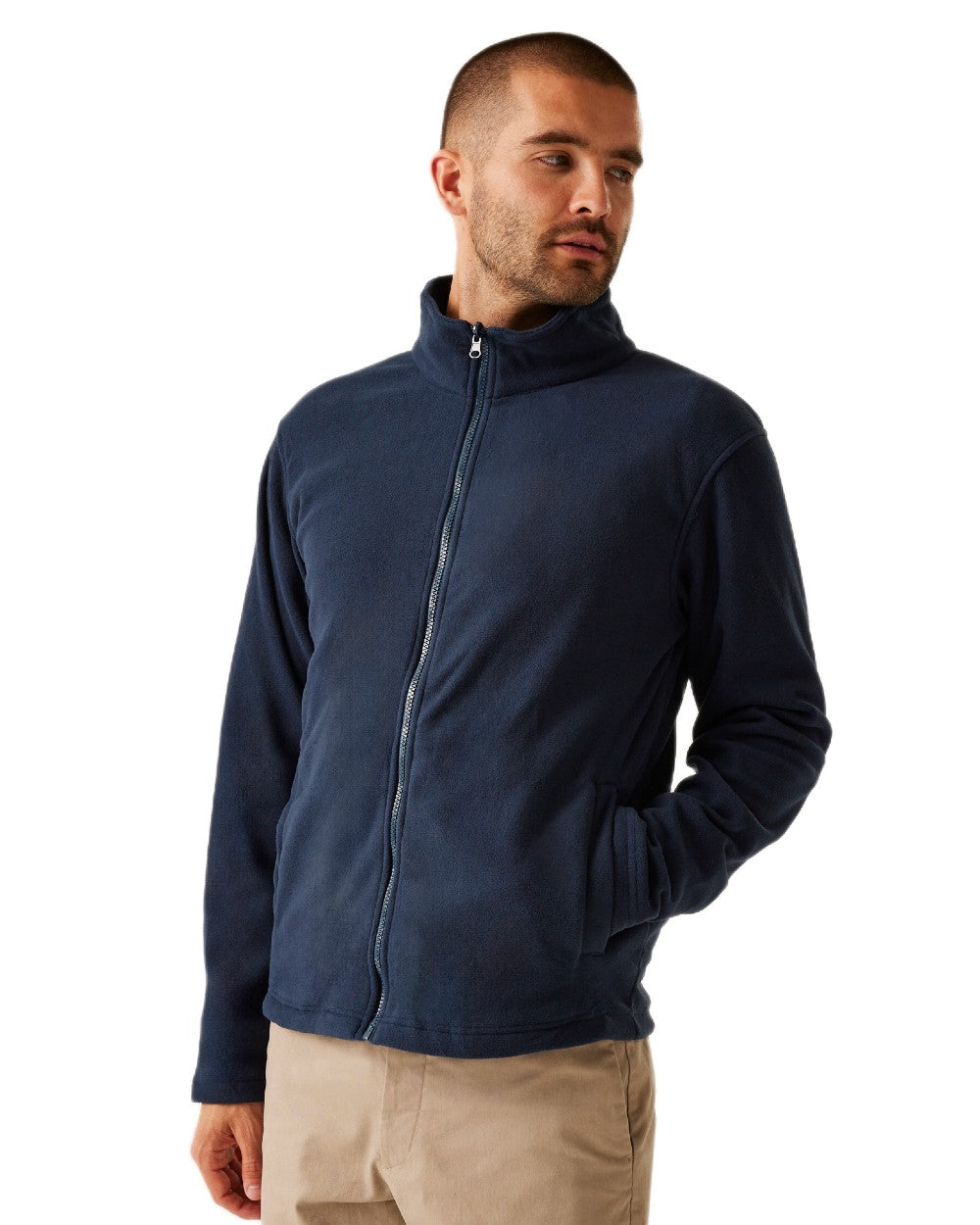 Navy coloured Regatta Professional Mens Erasmus 4 In 1 Softshell Jacket on white background 