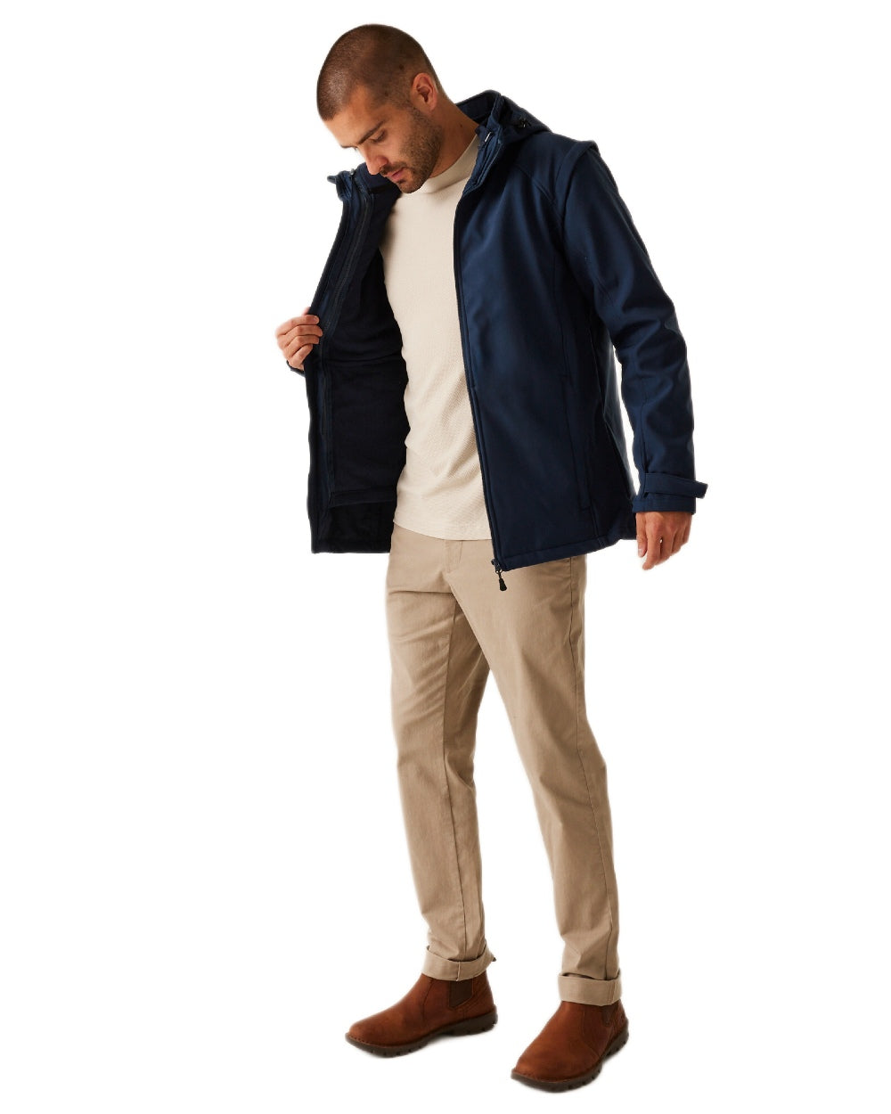 Navy coloured Regatta Professional Mens Erasmus 4 In 1 Softshell Jacket on white background 