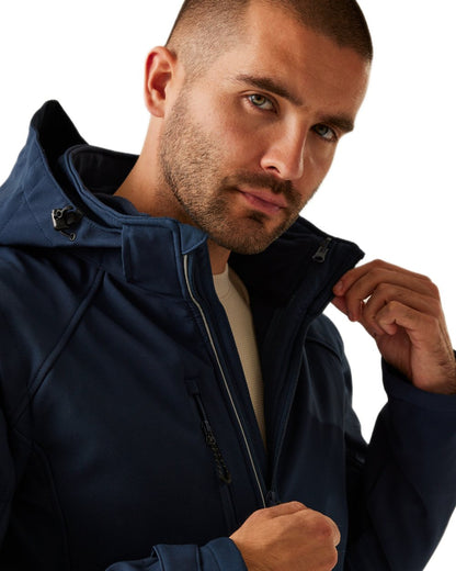 Navy coloured Regatta Professional Mens Erasmus 4 In 1 Softshell Jacket on white background 