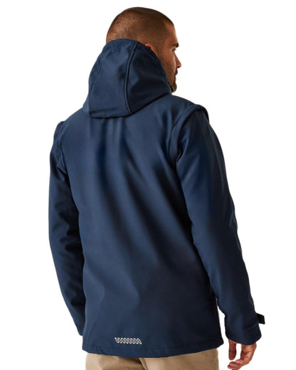 Navy coloured Regatta Professional Mens Erasmus 4 In 1 Softshell Jacket on white background 