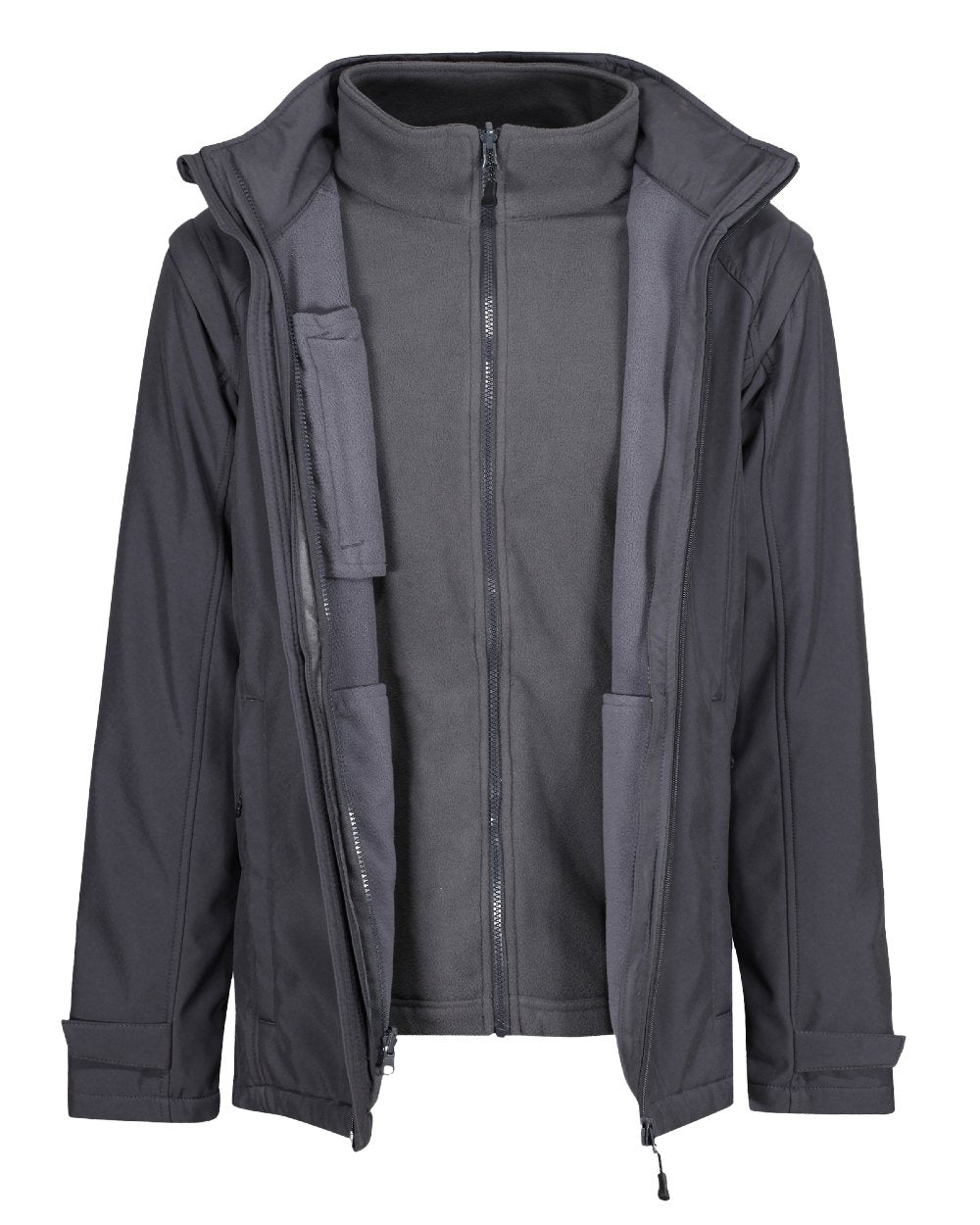 Seal Grey coloured Regatta Professional Mens Erasmus 4 In 1 Softshell Jacket on white background 