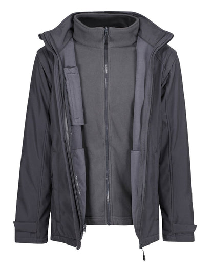 Seal Grey coloured Regatta Professional Mens Erasmus 4 In 1 Softshell Jacket on white background 