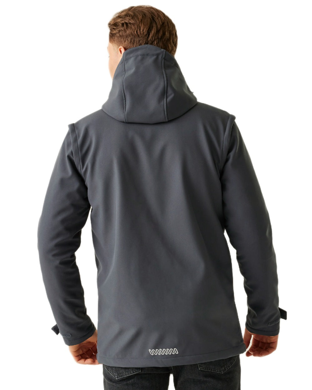 Seal Grey coloured Regatta Professional Mens Erasmus 4 In 1 Softshell Jacket on white background 