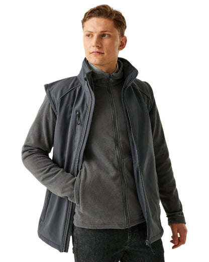 Seal Grey coloured Regatta Professional Mens Erasmus 4 In 1 Softshell Jacket on white background 
