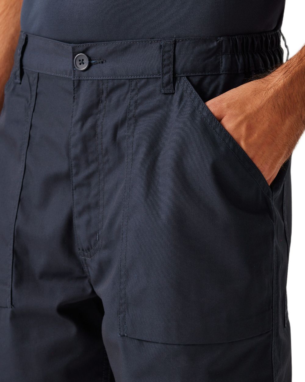 Navy coloured Regatta Professional Mens Multi Pocket Action Shorts on white background 