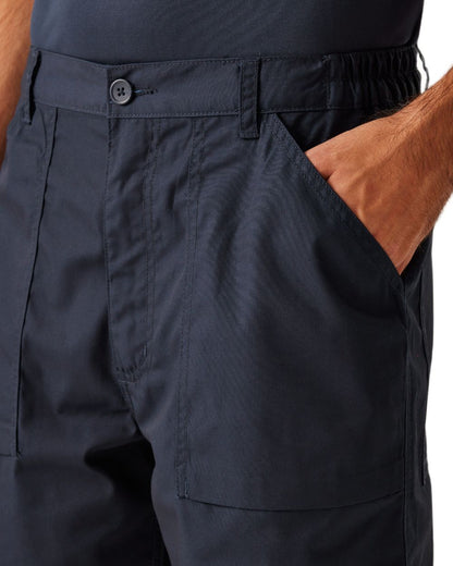 Navy coloured Regatta Professional Mens Multi Pocket Action Shorts on white background 