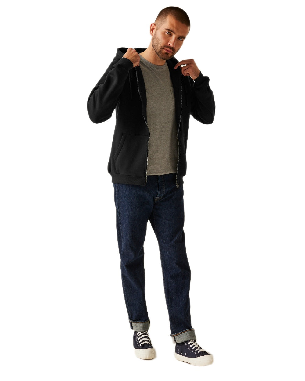 Black coloured Regatta Professional Mens Pro FZ Hoodie on white background 