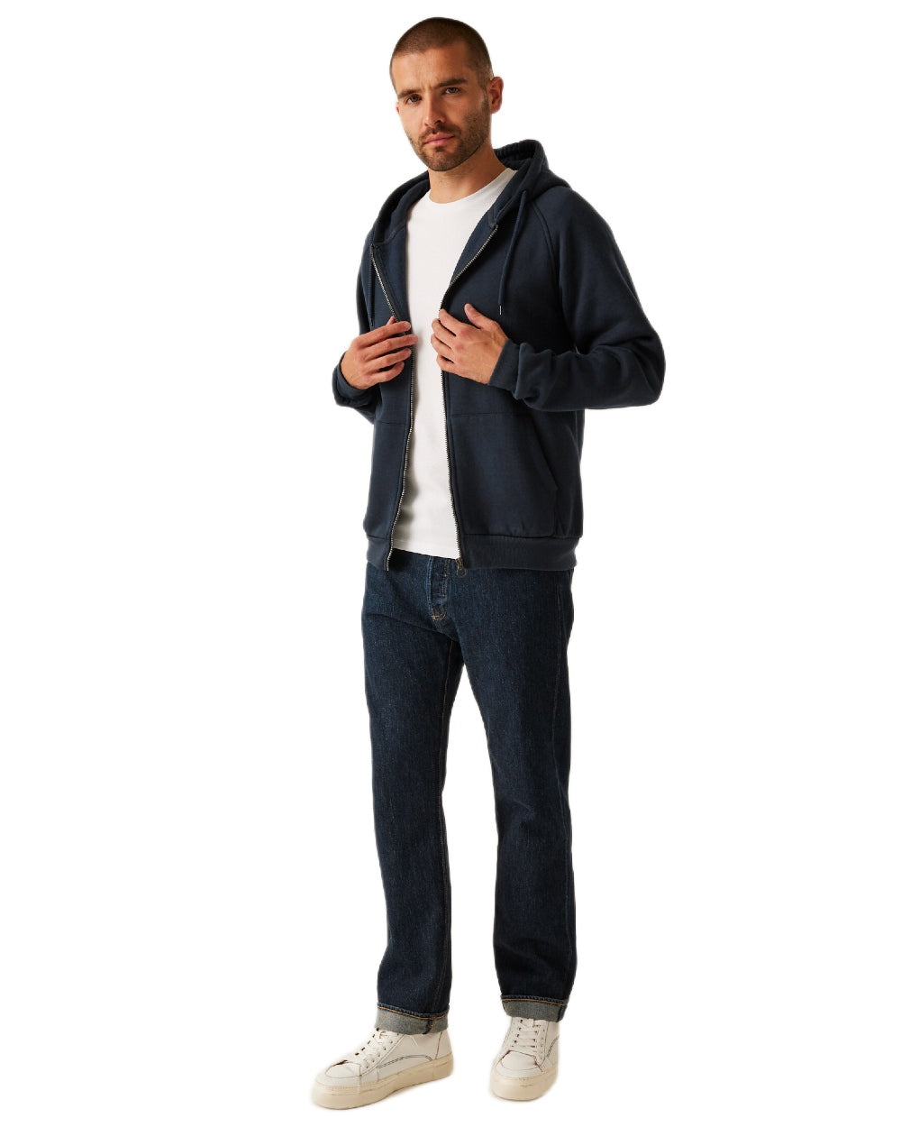 Navy coloured Regatta Professional Mens Pro FZ Hoodie on white background 