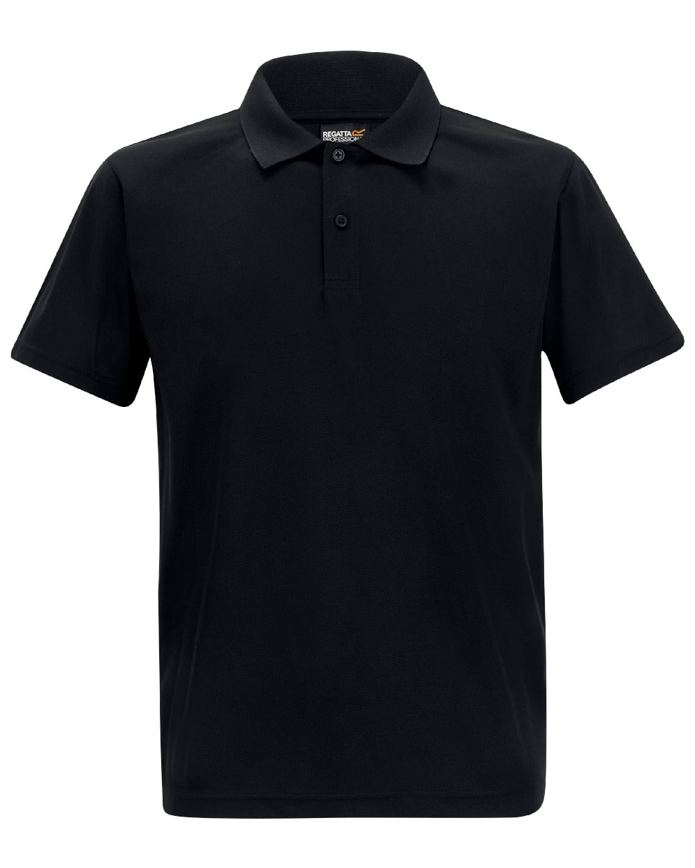 Black colour Regatta Professional Mens Pro Wicking Pique Polo Shirt on white background 