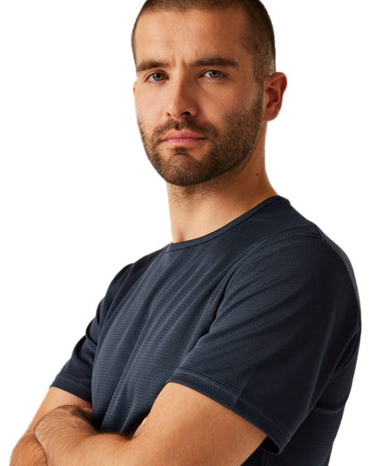 Navy coloured Regatta Professional Mens Pro Wicking T-Shirt on white background 