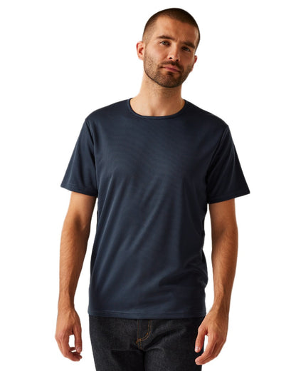 Navy coloured Regatta Professional Mens Pro Wicking T-Shirt on white background 