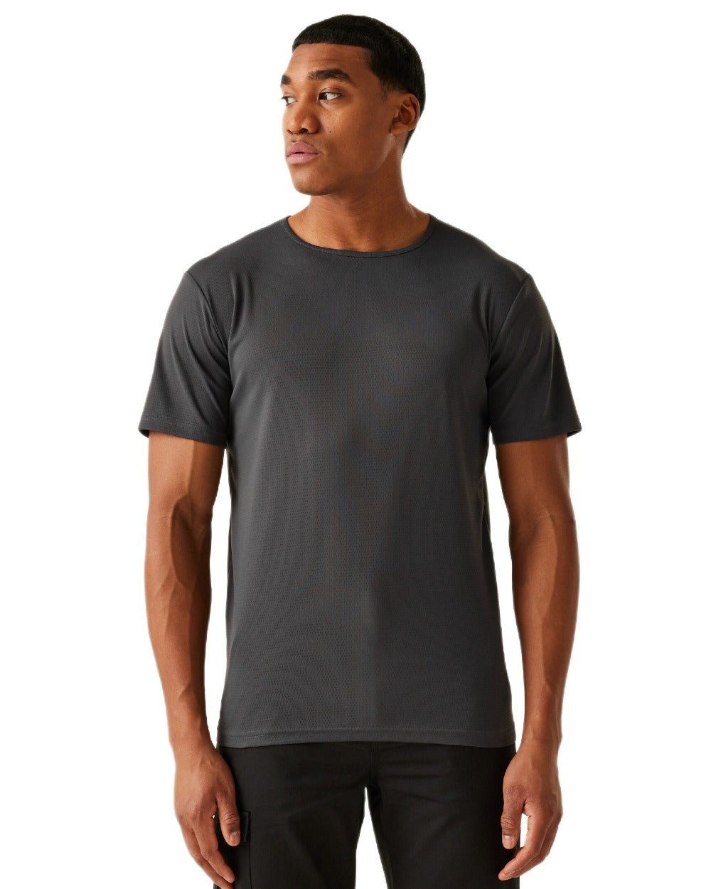 Seal Grey coloured Regatta Professional Mens Pro Wicking T-Shirt on white background 