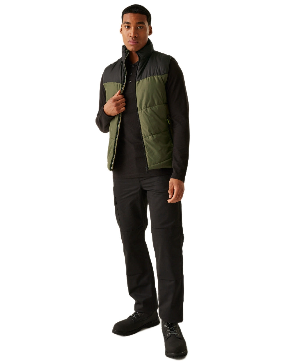 Dark Khaki coloured Regatta Professional Mens Regime Insulated Bodywarmer on white background 