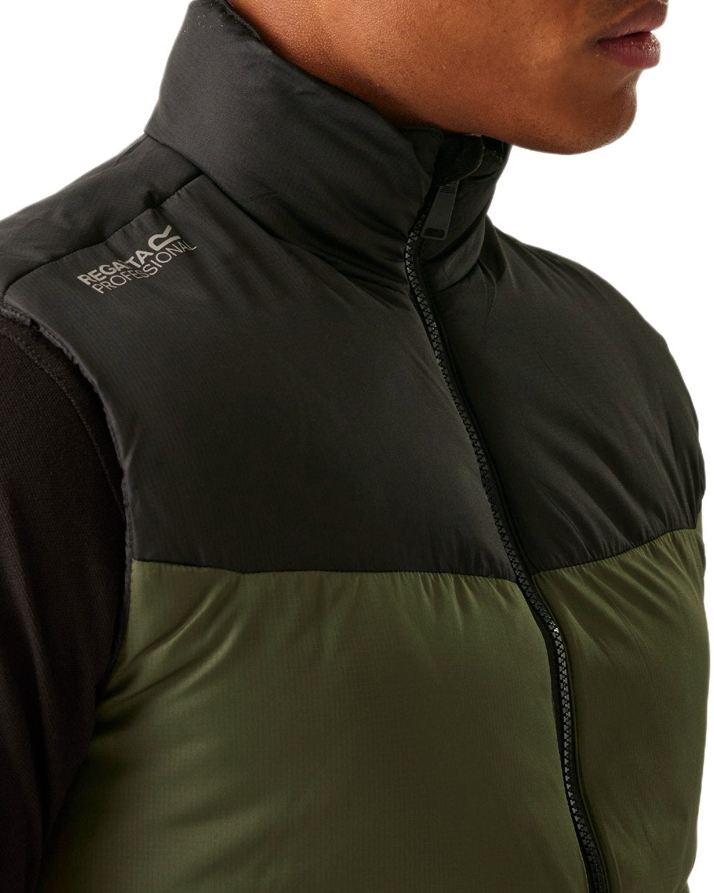 Dark Khaki coloured Regatta Professional Mens Regime Insulated Bodywarmer on white background 