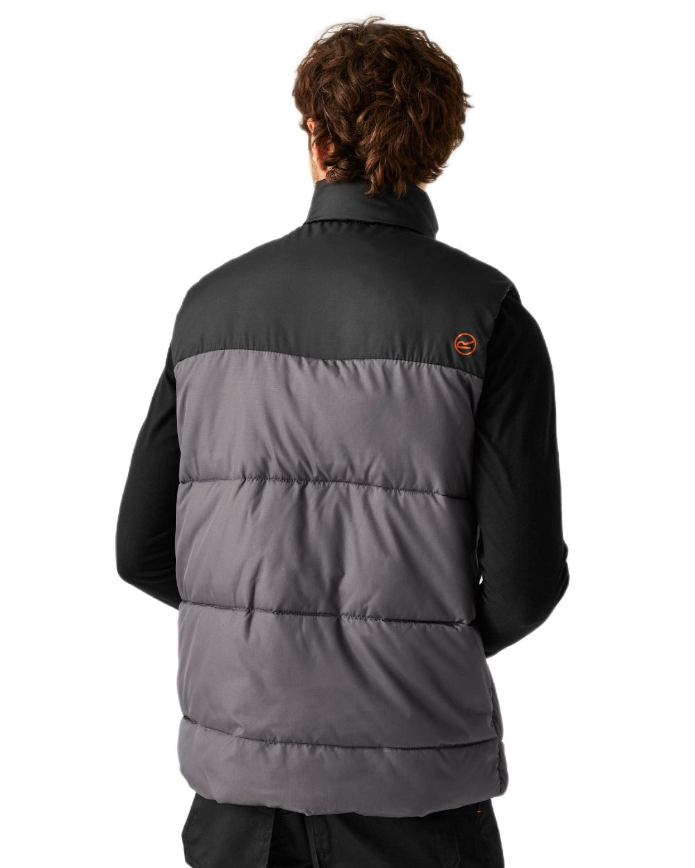 Iron Black coloured Regatta Professional Mens Regime Insulated Bodywarmer on white background 