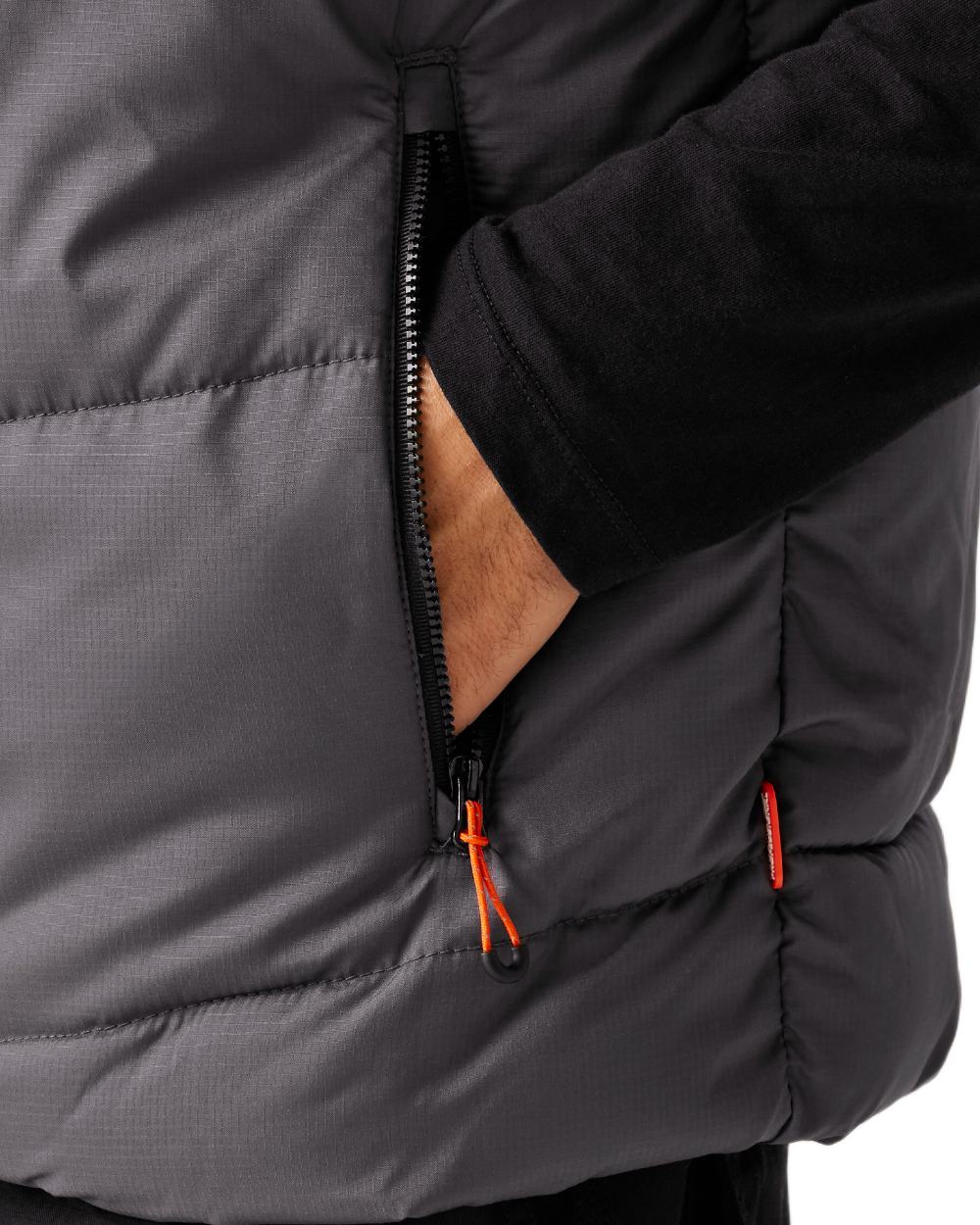 Iron Black coloured Regatta Professional Mens Regime Insulated Bodywarmer on white background 
