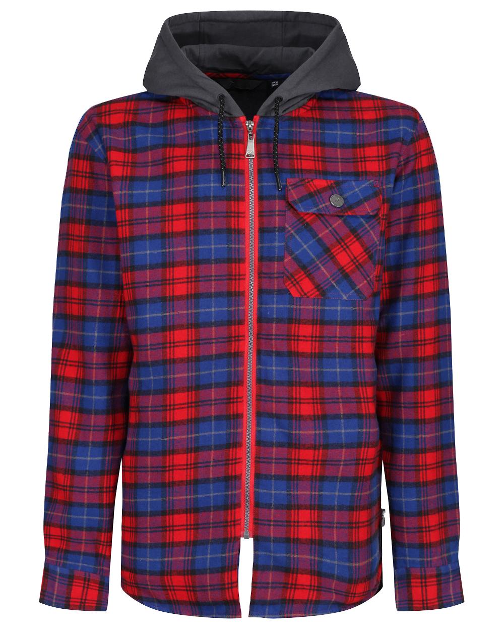 Classic Red Check coloured Regatta Professional Mens Seige Hooded Shirt Jacket on white background 