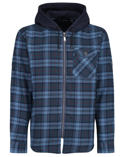 Navy Check coloured Regatta Professional Mens Seige Hooded Shirt Jacket on white background 