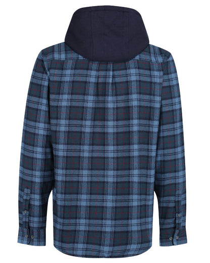 Navy Check coloured Regatta Professional Mens Seige Hooded Shirt Jacket on white background 