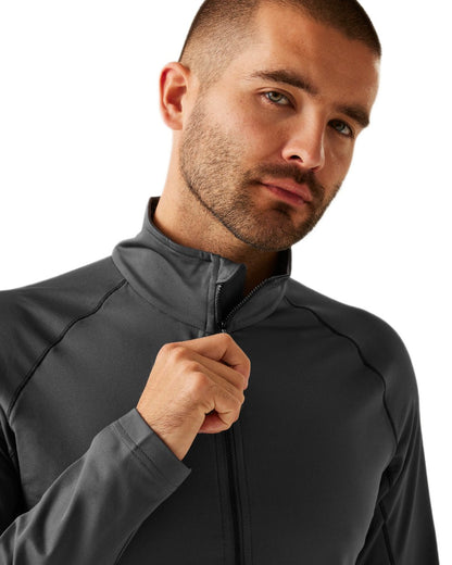 Seal Grey coloured Regatta Professional Mens Stretch Full-Zip Midlayer on white background 