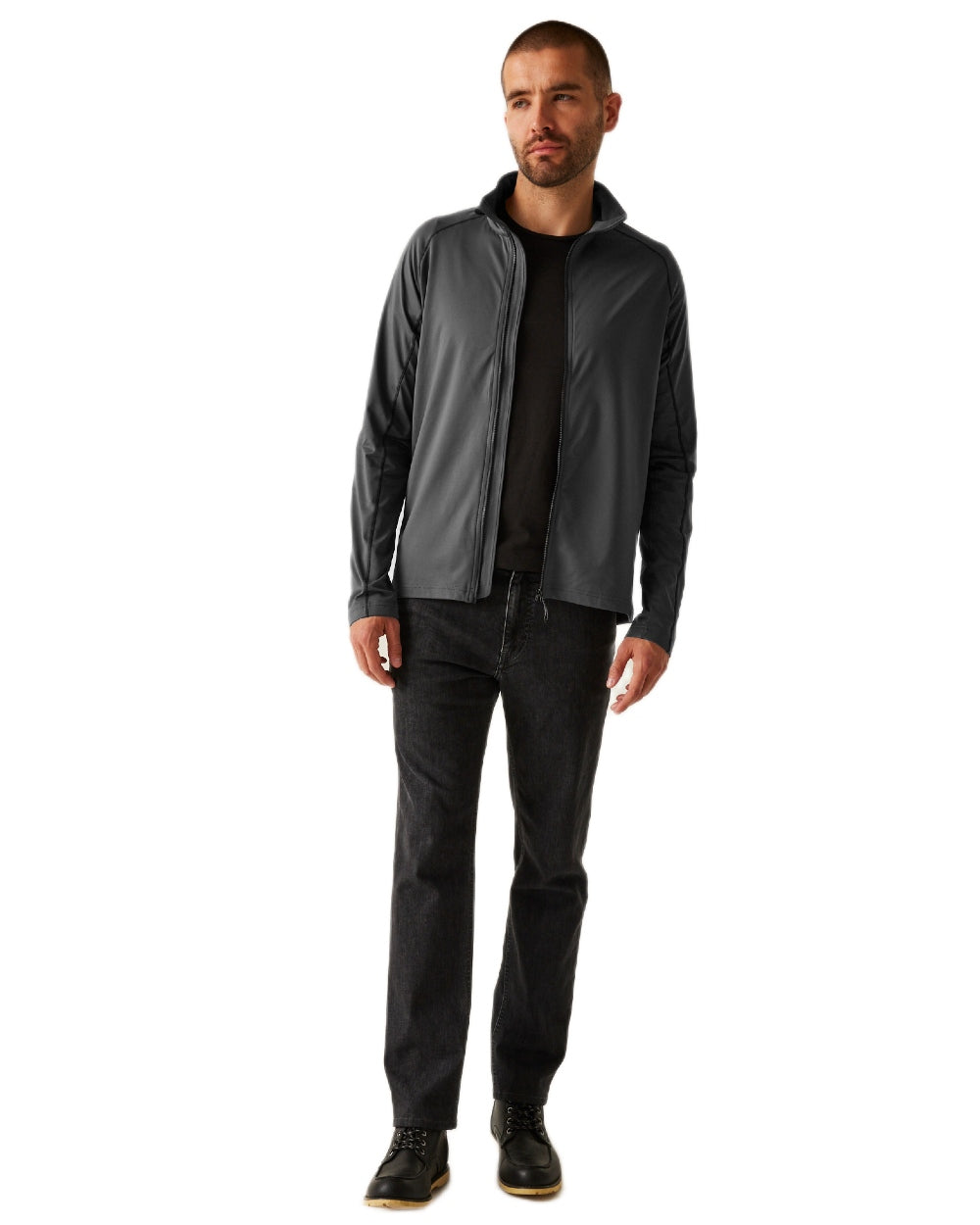 Seal Grey coloured Regatta Professional Mens Stretch Full-Zip Midlayer on white background 