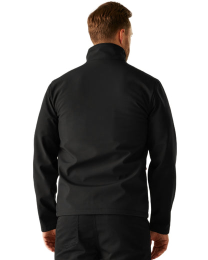 Black coloured Regatta Professional Mens Thermogen Heated Softshell Jacket on white background 