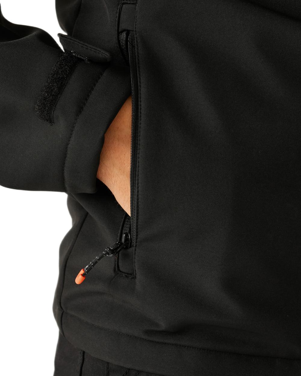 Black coloured Regatta Professional Mens Thermogen Heated Softshell Jacket on white background 