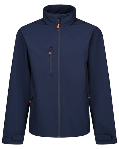 Navy coloured Regatta Professional Mens Thermogen Heated Softshell Jacket on white background 