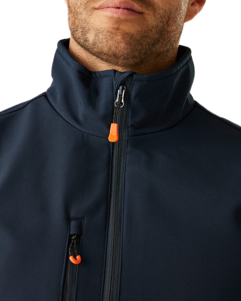 Navy coloured Regatta Professional Mens Thermogen Heated Softshell Jacket on white background 