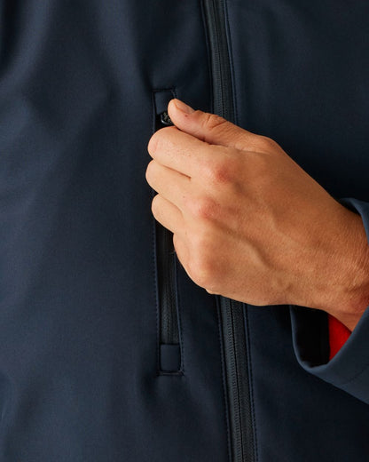 Navy coloured Regatta Professional Mens Thermogen Heated Softshell Jacket on white background 