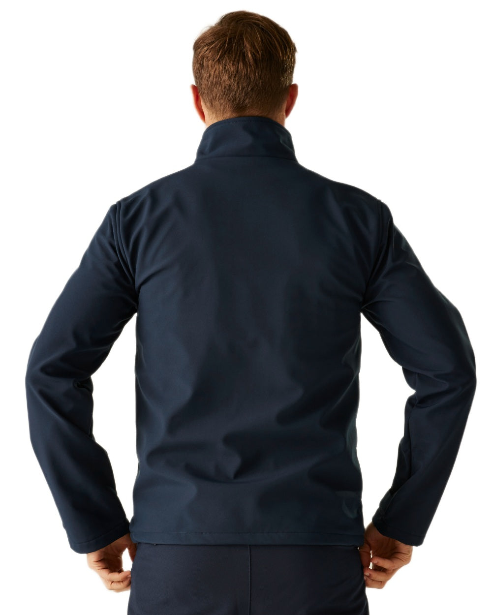 Navy coloured Regatta Professional Mens Thermogen Heated Softshell Jacket on white background 