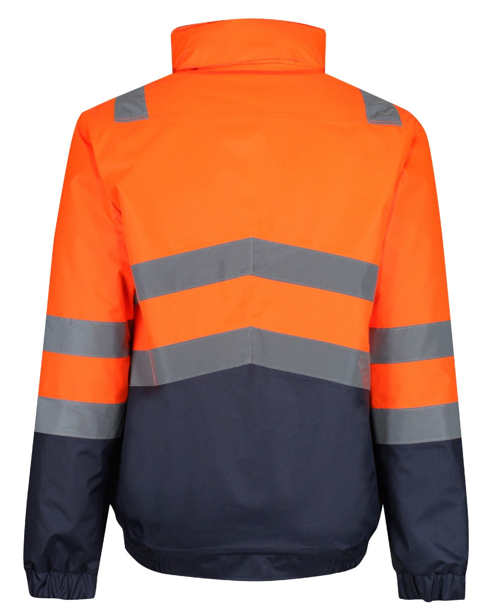 Orange Navy coloured Regatta Professional Mens Waterproof Hi-Vis Bomber Jacket on white background 