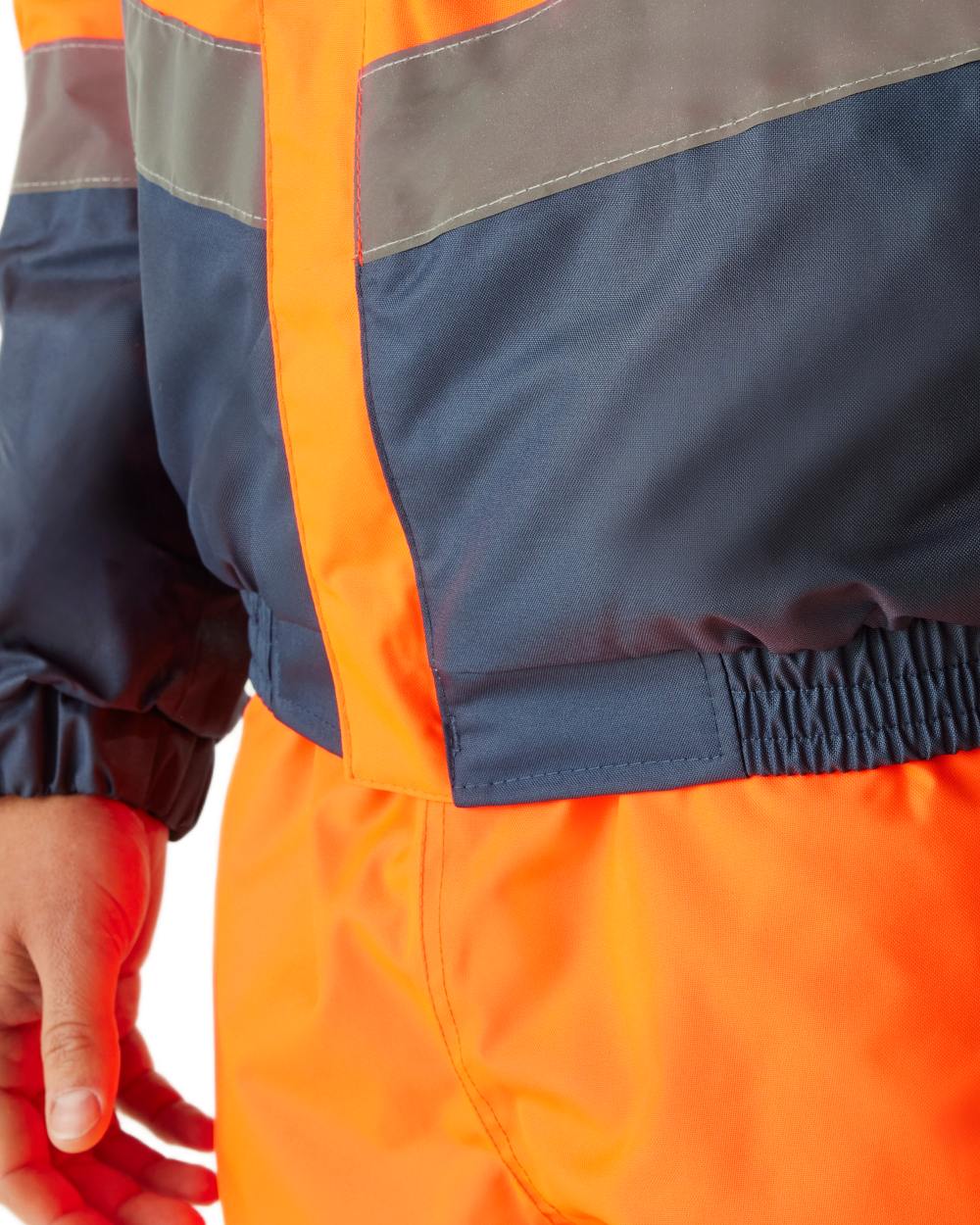 Orange Navy coloured Regatta Professional Mens Waterproof Hi-Vis Bomber Jacket on white background 