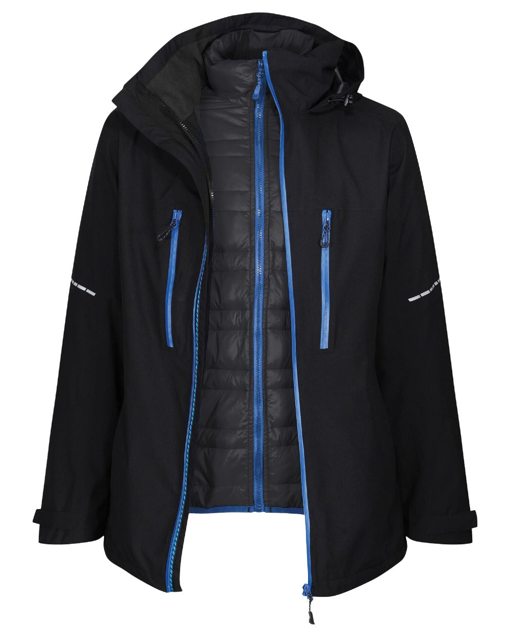 Black Oxford Blue coloured Regatta Professional Mens X-Pro Evader III 3 in 1 Waterproof Insulated Jacket on white background 