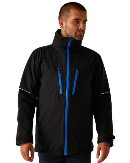 Black Oxford Blue coloured Regatta Professional Mens X-Pro Evader III 3 in 1 Waterproof Insulated Jacket on white background 