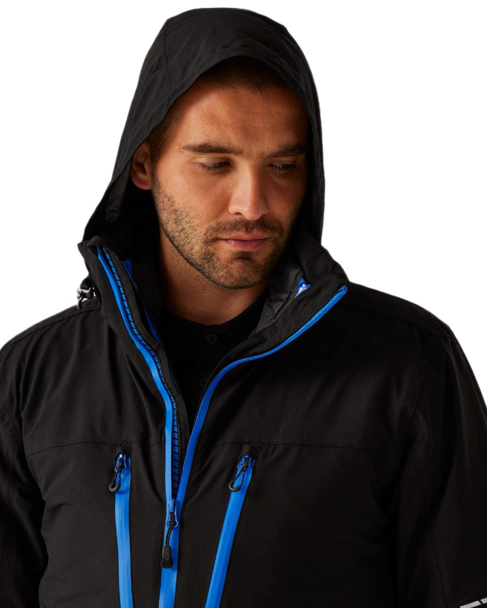 Black Oxford Blue coloured Regatta Professional Mens X-Pro Evader III 3 in 1 Waterproof Insulated Jacket on white background 