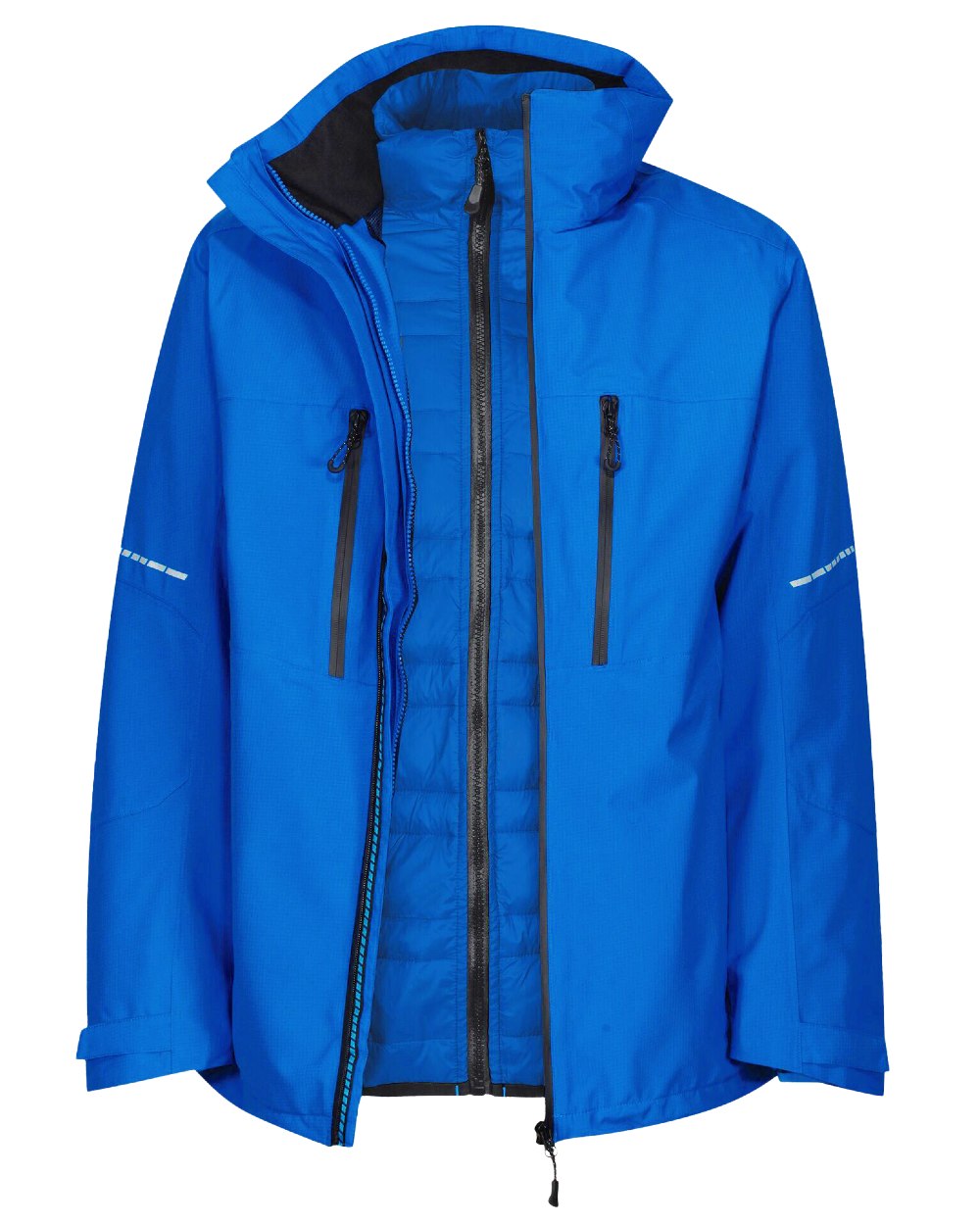 Oxford Blue Black coloured Regatta Professional Mens X-Pro Evader III 3 in 1 Waterproof Insulated Jacket on white background 