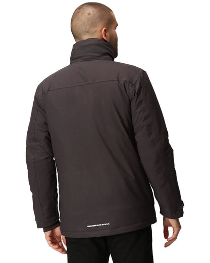 Grey Black coloured Regatta Professional Mens X-Pro Marauder III Waterproof Insulated Jacket on white background 