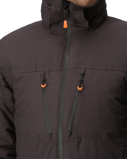 Grey Black coloured Regatta Professional Mens X-Pro Marauder III Waterproof Insulated Jacket on white background 