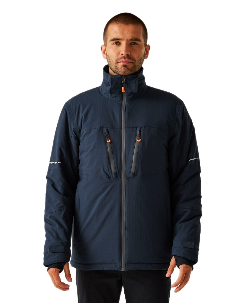 Navy Grey coloured Regatta Professional Mens X-Pro Marauder III Waterproof Insulated Jacket on white background 