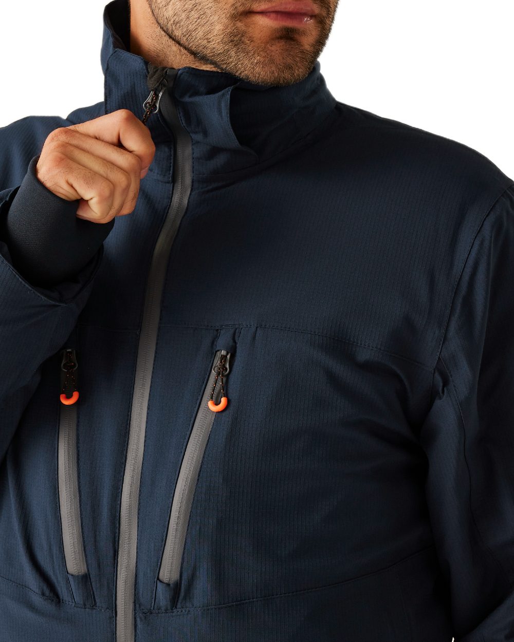 Navy Grey coloured Regatta Professional Mens X-Pro Marauder III Waterproof Insulated Jacket on white background 