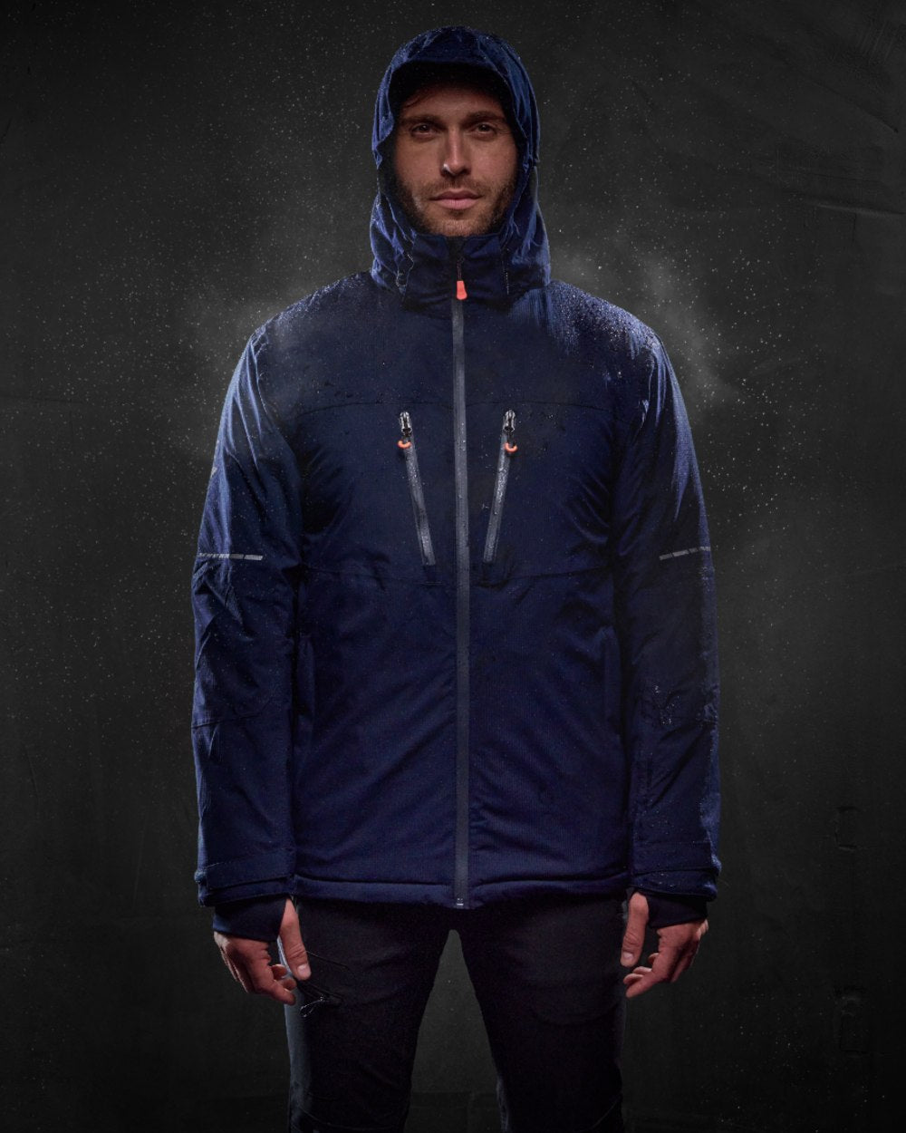 Navy Grey coloured Regatta Professional Mens X-Pro Marauder III Waterproof Insulated Jacket on black background 