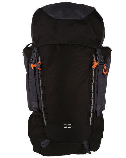 Black Ebony coloured Regatta Professional Ridgetrek 35L Backpack on white background 