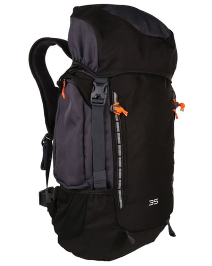 Black Ebony coloured Regatta Professional Ridgetrek 35L Backpack on white background 