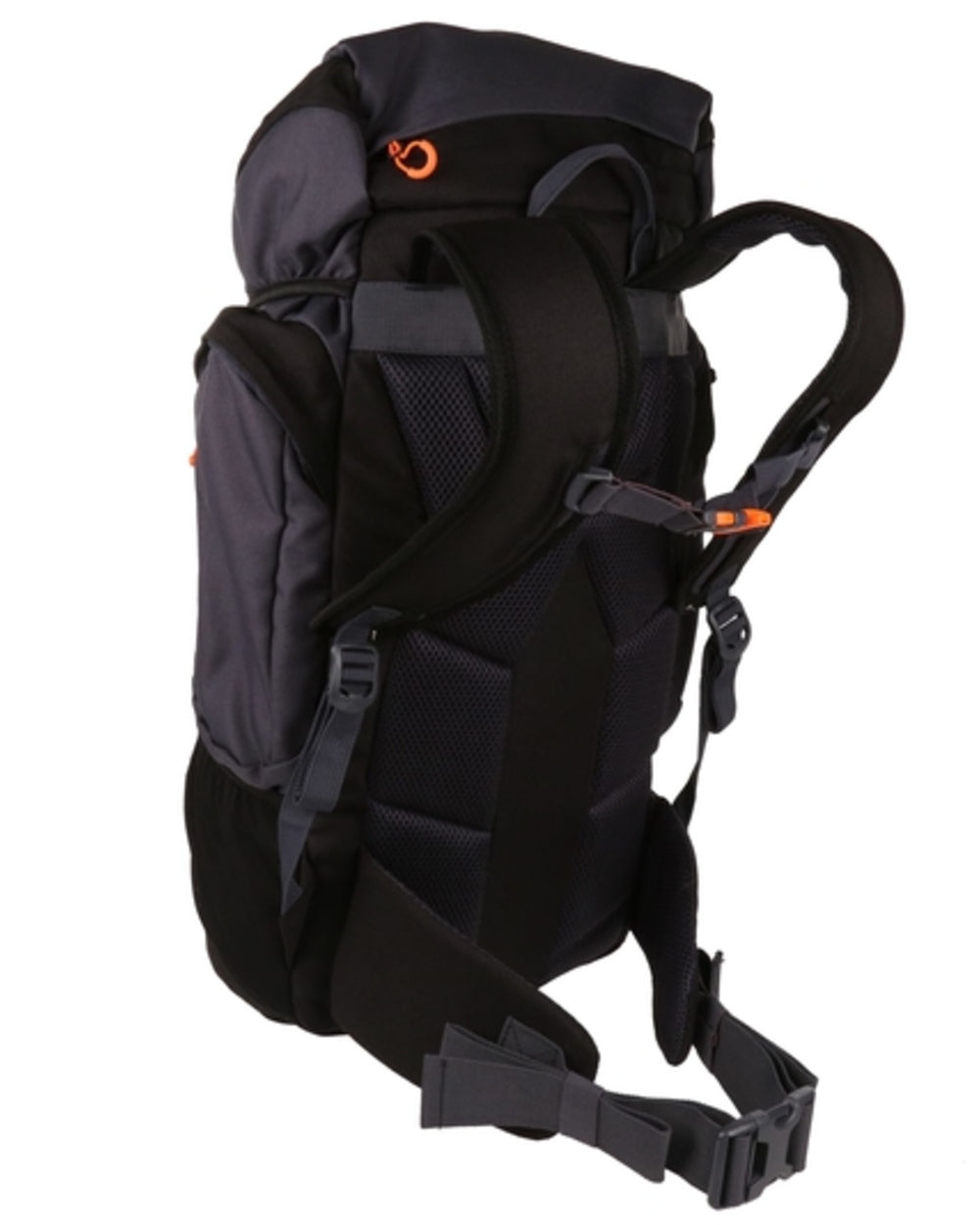 Black Ebony coloured Regatta Professional Ridgetrek 35L Backpack on white background 