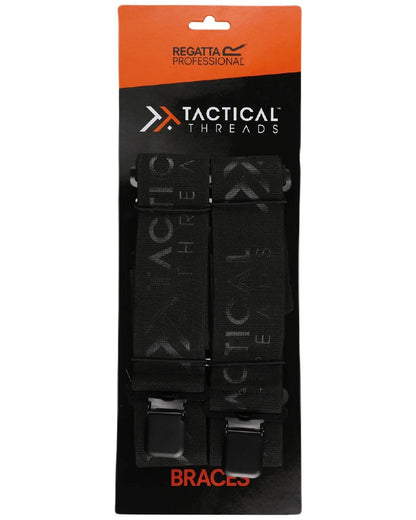 Black coloured Regatta Tactical Trousers Braces on white background