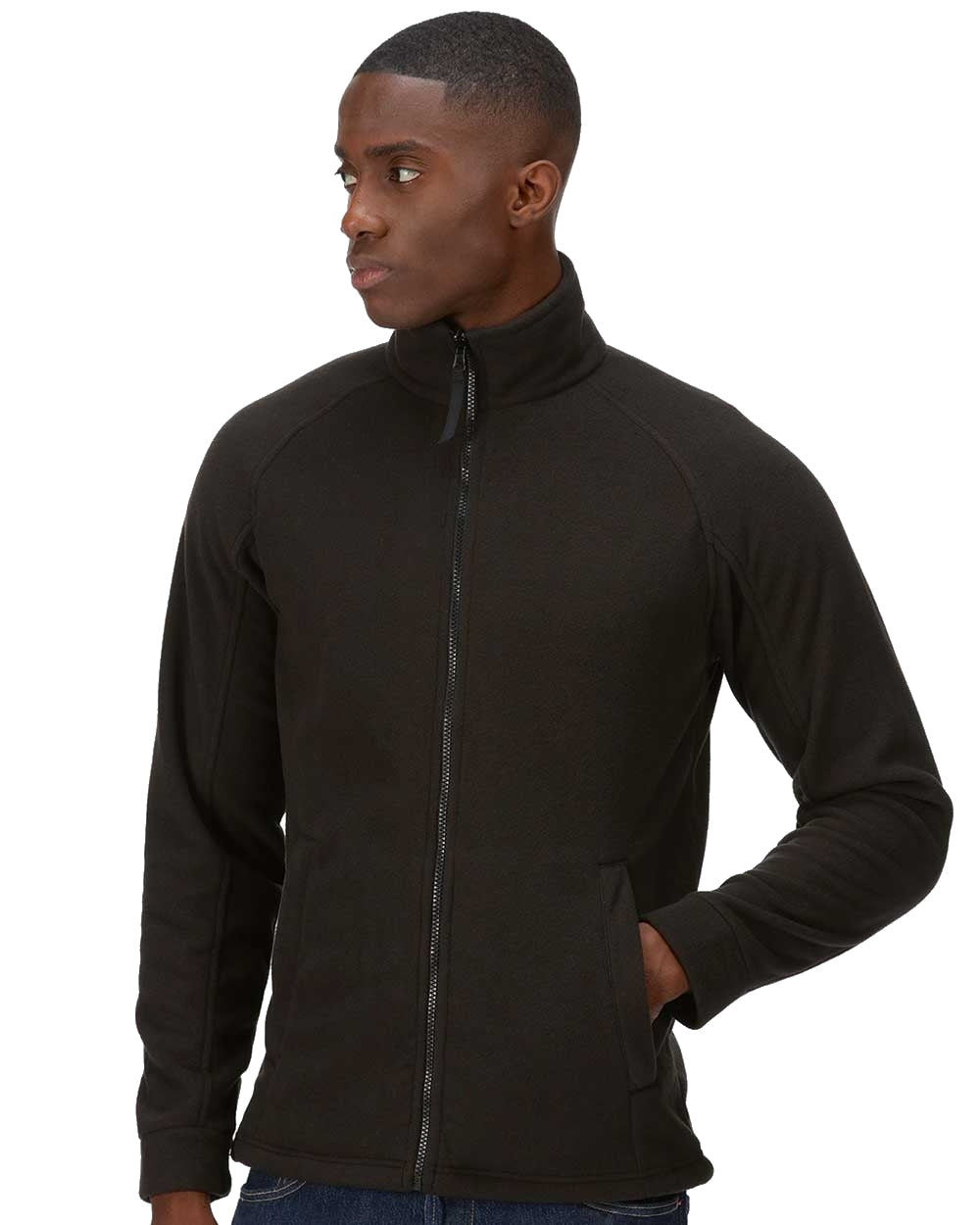 Black coloured Regatta Thor III Fleece on white background 