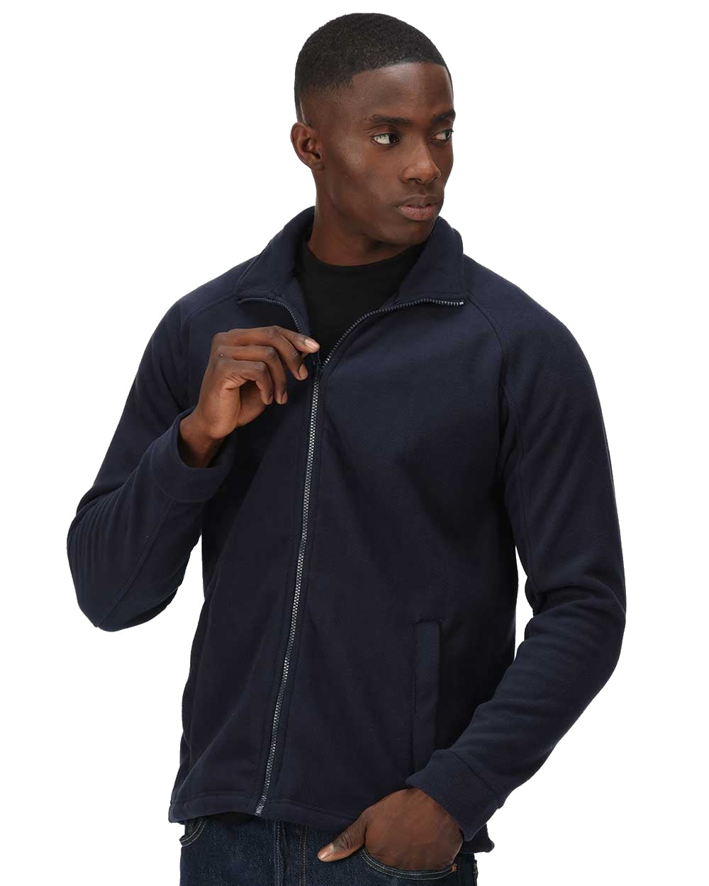 Dark Navy coloured Regatta Thor III Fleece on white background 