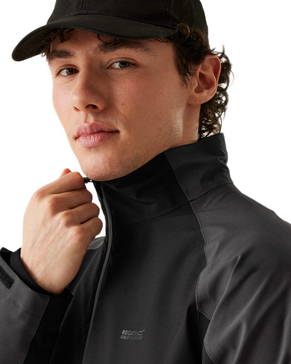 Ash Black Coloured Regatta Tolby Stretch Jacket on white background 