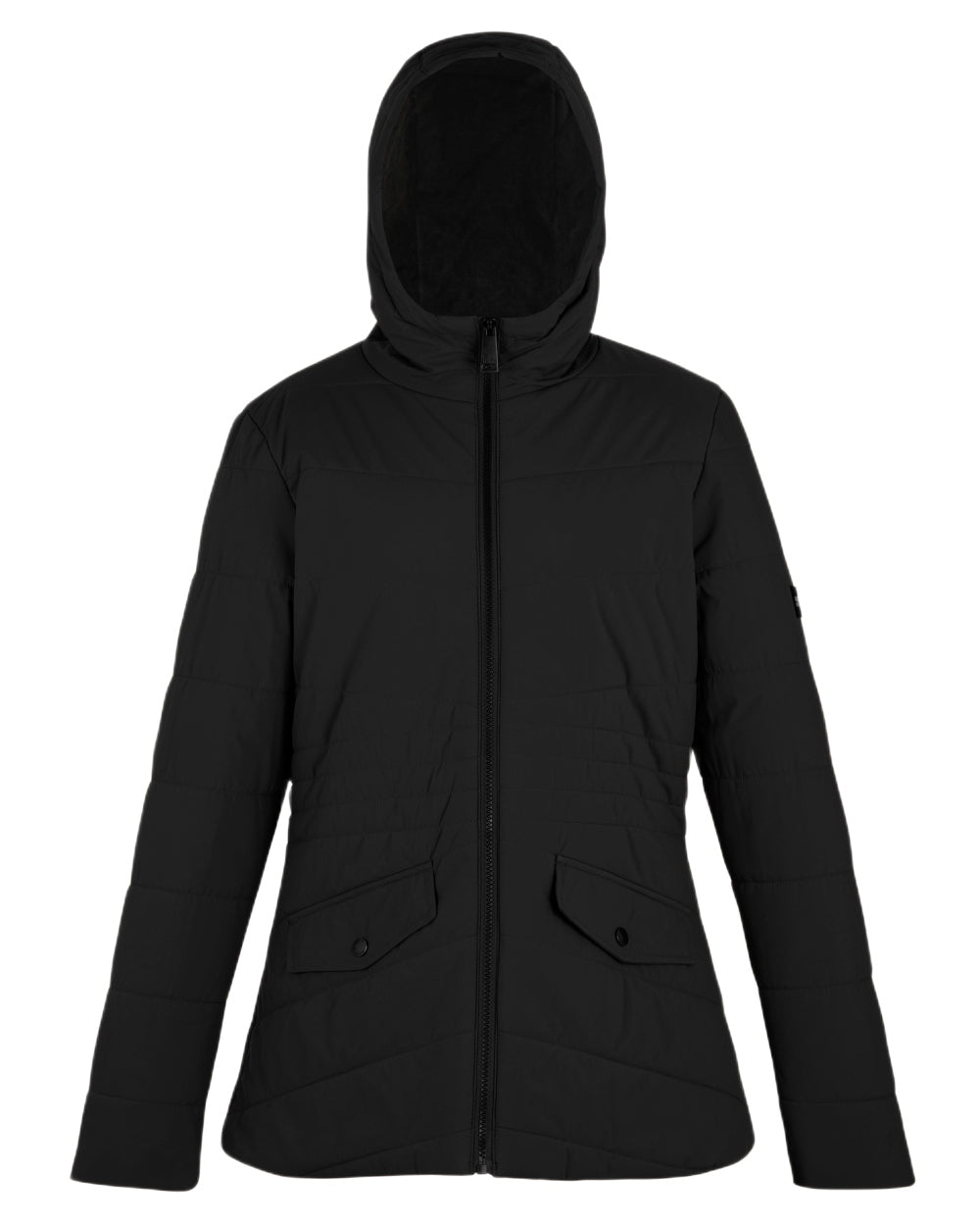 Black Coloured Regatta Womens Agara Quilted Jacket on white background 